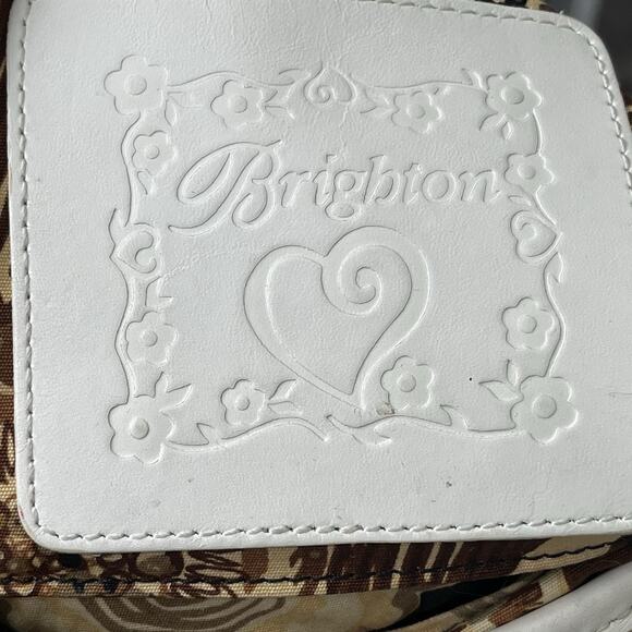 Vtg Brighton Shoulder Bag Basket Weave Croc Embossed Leather Trim Magnetic Close - Picture 11 of 12